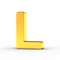 The letter L as a polished golden object with clipping path