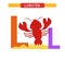 Letter L and funny cartoon lobster. Animals alphabet a-z. Cute zoo alphabet in vector for kids learning English vocabulary. Printa