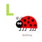 Letter L Ladybug Zoo alphabet. English abc with animals Education cards for kids White background Flat design