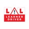 Letter L learner driver plate icon. cartoon flat style trend modern driving school logotype graphic art design element. concept of