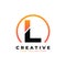 Letter L Logo Design with Black Orange Color and Circle. Cool Modern Icon Letters Logo Vector