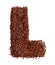 Letter L made with Linseed also known as flaxseed isolated on white background