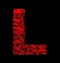 Letter L red artistic fiber mesh style isolated on black
