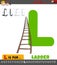 Letter L worksheet with cartoon ladder