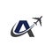 A Letter logo with airplane. Air. Airplane. Minimalist logo design