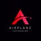 Letter A logo with airplane symbol, travel logo