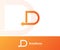 the letter logo D with a backward arrow element that indicates the direction of backward. orange texture. modern templates. for