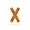 Letter X logo. Rough wooden plank icon. Isolated rustic concept.