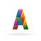 Letter A logo template. Color triangles.