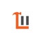 Letter LU, LW with with hammer renovation, building services, repair, construction logo design template. Orange and Grey color