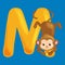 Letter M with animal monkey for kids abc education in preschool.