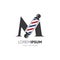 Letter M Barber Pole Logo Design Vector Icon Graphic