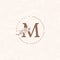 Letter M Botanical Flowers . Initial Wedding Monogram Font Logo. Circle Floral Rose Logo