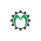 Letter m cog machine design logo vector