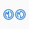 Letter M D ligature monogram vector line circle icon