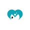 letter m fish heart logo icon vector design