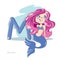 Letter M with funny Mermaid