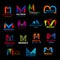 Letter M icons signs business creative font vector