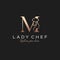 Letter M Lady Chef, Initial Beauty Cook Logo Design Vector