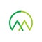 Letter m linked green mountain logo vector