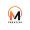 Letter M Logo Design with Black Orange Color and Circle. Cool Modern Icon Letters Logo Vector