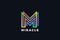Letter M Logo Design Loop Infinite vector template Colorful Linear style. Monogram Logotype Looped Infinity Line shape concept
