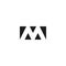 Letter M logo web icon, black and white rectangle geometric shape from triangles emblem, strict limits form