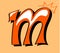 Letter M of orange color. Graffiti with a crown. English alphabet of graffiti.  Initial letter.