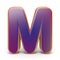 Letter M purple font yellow outlined 3D