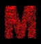 Letter M red artistic fiber mesh style isolated on black