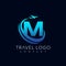 Letter M tour and travel logo design vector