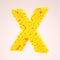 Letter x made of corn plant yellow bubbles, vegetable and food font concept, 3d render