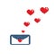 Letter mail flying hearts letter pixels art style