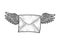 Letter message wings sketch vector illustration