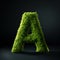 Letter A with moss. Large soft forest font.