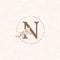 Letter N Botanical Flowers . Initial Wedding Monogram Font Logo. Circle Floral Rose Logo