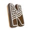 Letter N chocolate Christmas gingerbread font decorated with white lines and points. 3D