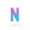 Letter N logo. Colored paint character with drips. Dripping liquid symbol. Isolated art concept vector.