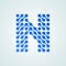 Letter N logo modern halftone icon. Vector flat letter N sign futuristic blue dot line liquid font trendy digital design