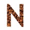 Letter N made from coffee beans isolated on white background