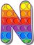 Letter N. Rainbow colored letters in the form of a popular children's game pop it.