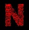 Letter N red artistic fiber mesh style isolated on black