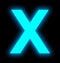 Letter X neon light full isolated on black