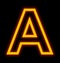 Letter A neon lights outlined isolated on black