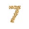 The letter number seven or 7 gold color, in the alphabet bullet