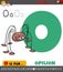 Letter O from alphabet with opilion insect animal character