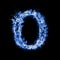 Letter O. Blue fire flames on black