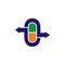 Letter o capsule arrow shape logo vector