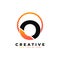 Letter O Logo Design with Black Orange Color and Circle. Cool Modern Icon Letters Logo Vector