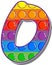 Letter O. Rainbow colored letters in the form of a popular children's game pop it.